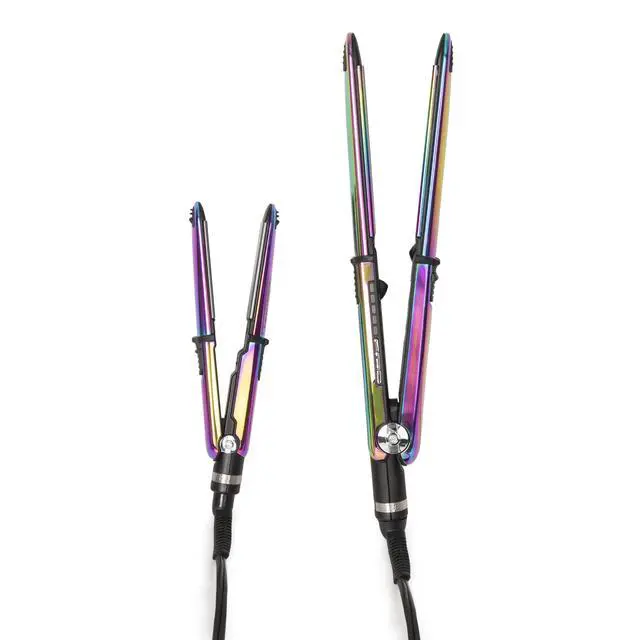 Alt view image 2 of 7 - BaByliss Pro Nano Titanium Prima3100 & Prima2000 Styling Irons Prepack BNTPK1RB (Iridescent) with Barberology Professional Cutting Cape