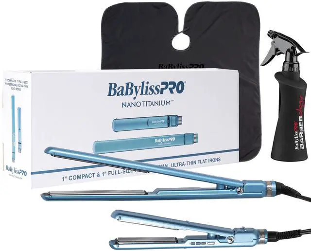 Main image of BaByliss Pro Nano Titanium 1" Full-Size & 1" Compact Ultra-Thin Flat Iron Prepack BNTPP84 with Professional Barber Bundle