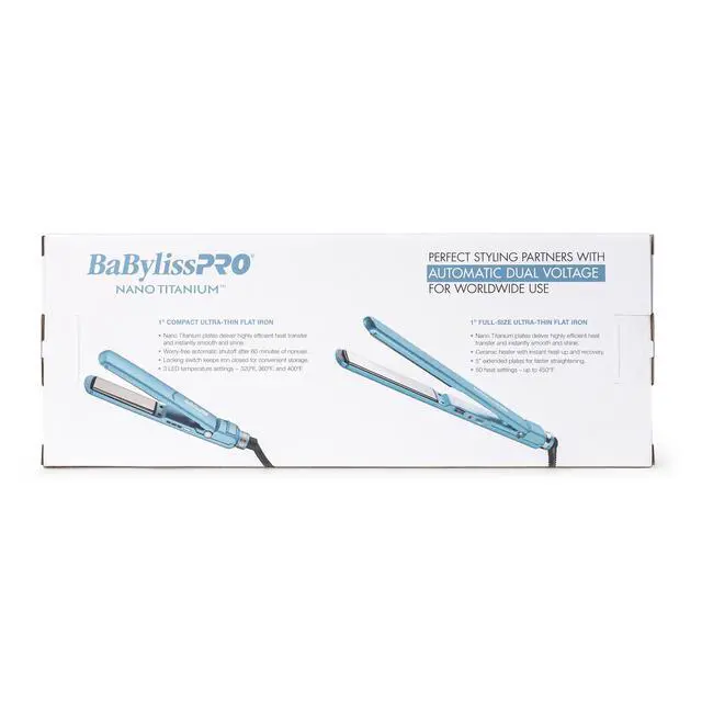 Alt view image 7 of 7 - BaByliss Pro Nano Titanium High-Speed Dual Ionic Hair Dryer BNT9100 (Blue) with 1" Full-Size & 1" Compact Ultra-Thin Flat Iron Prepack BNTPP84