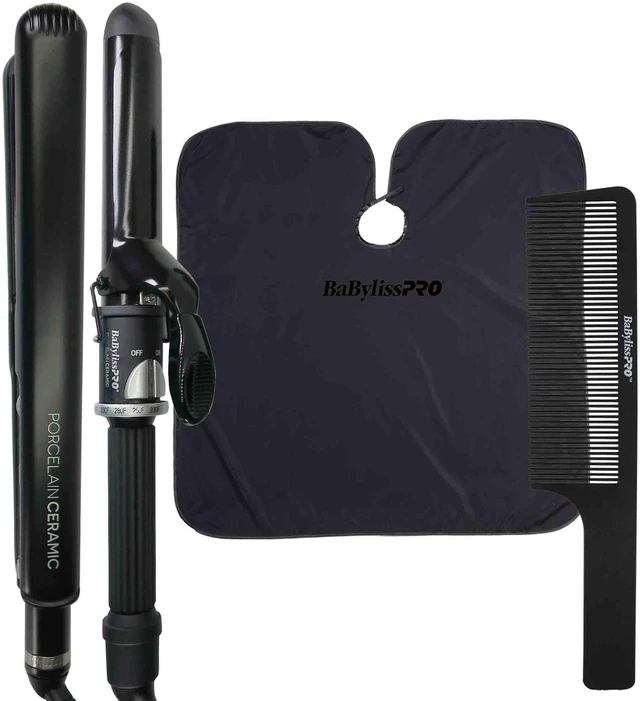 Main image of BaByliss Pro Porcelain Ceramic Limited Edition Straightening Iron 1" and Spring Curling Iron 1¼" Set BPCPP6UC Styling Bundle