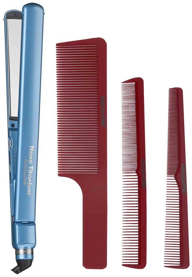 Main image of BaByliss PRO Nano Titanium 1" Ultra-Thin Straightening Iron T4072TUC with Barberology Comb Set