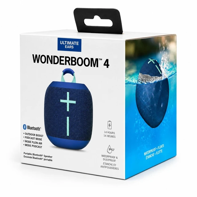 Alt view image 6 of 7 - Ultimate Ears WONDERBOOM 4 Portable Bluetooth Speaker - Blue with Sony WI-C100 Wireless In-Ear Headphones