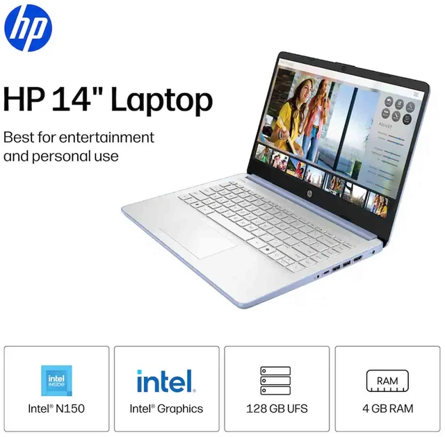 Alt view image 2 of 7 - HP 14" Laptop - Intel N150 Processor - 4GB Memory, 128GB Storage (Sky Blue) 14-dq6102dx