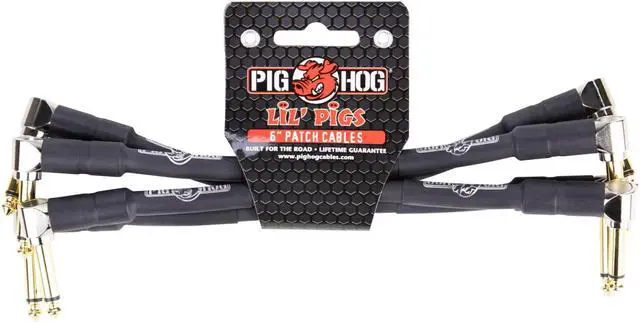 Main image of Pig Hog Lil Pigs Four high performance 6-in patch cables 1/4-in -1/4-in right angle connector