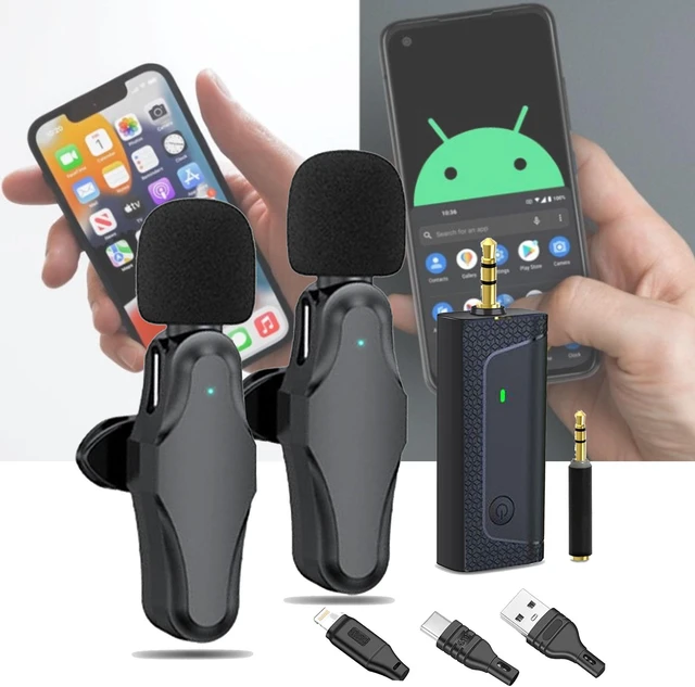 Alt view image 6 of 6 - Vidpro Dual Wireless Microphone System for iPhone & Android Smartphones Pro Audio Travelers Kit