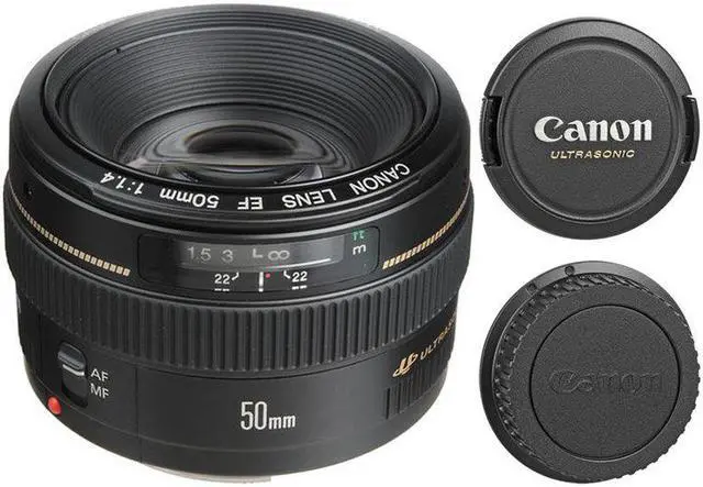 Alt view image 2 of 7 - Canon EF 50mm f/1.4 USM Lens + 58m UV Filter + Tulip Lens Hood + 32GB Memory Card + Wallet + Reader + Dust Blower + Pouch + Lens Cap Holder + 5pc Cleaning Kit