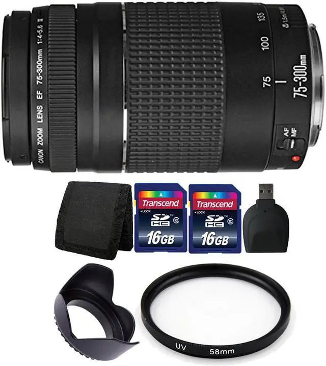 Main image of Canon EF 75-300mm f/4-5.6 III Lens + 2 Lens Kit & UV for Canon T5 1200D 1300D