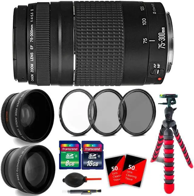 Main image of Canon EF 75-300mm f/4-5.6 III Lens for Canon EOS SL1 20D 60D + 24GB Accessory Kit