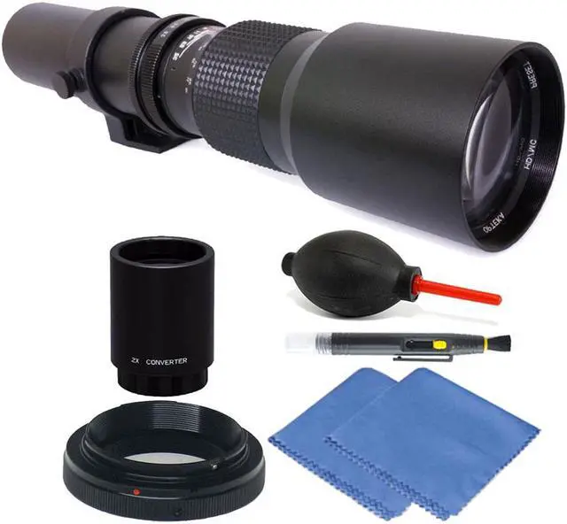 Main image of Vivitar 500mm/1000mm f/8 Telephoto Lens for Canon EOS 80D 70D 60D + 2X Converter + Accessory Kit