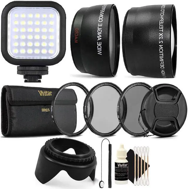 Main image of 52MM Complete Professional Lens Accessory Kit + LED Light for Nikon D3300 D3200 D3100 D3000