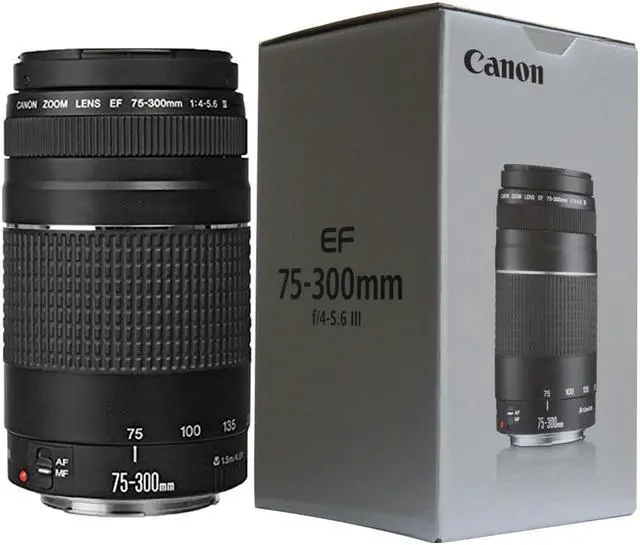 Alt view image 2 of 5 - Canon EF 75-300mm f/4.0-5.6 III Lens + 58mm UV Filter + Lens Pen + Lens Cap Holder