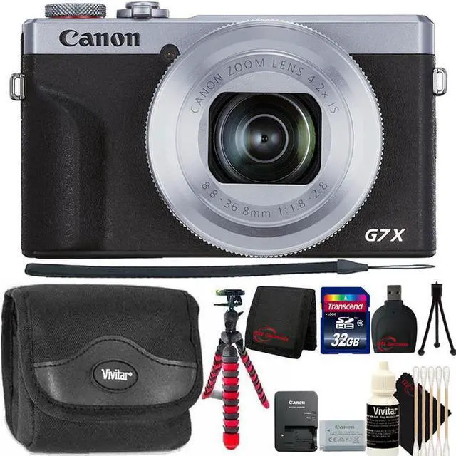 Main image of Canon PowerShot G7 X Mark III Wi-Fi Digital Camera Silver Top Accessory Bundle