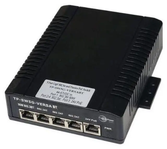 Main image of Tycon Systems TP-SW5G-VERSABT - 5 Port Unmanaged GigE PoE Network Switch, 44-58V WireTerm Input, 1x 90W 802.3bt PoE + 3x 802
