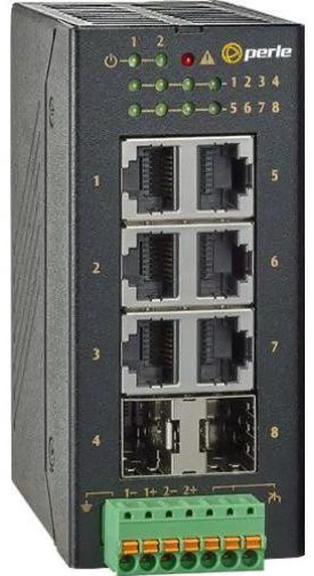 Main image of 07017480 IDS-106FE-2SFP - Industrial Switch with 8-ports: 6 x 10/100Mbps RJ45 Ethernet ports and 2 x 100Mbps SFP slots (empty).