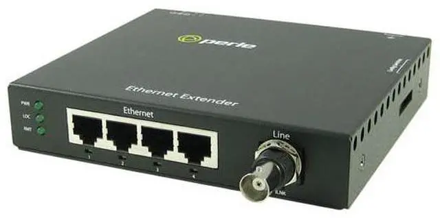 Main image of Perle 06003694 eX-4S110-BNC - Fast Ethernet Stand-Alone Ethernet Extender - 4 port 10/100Base-TX (RJ-45) . BNC ( Coax ) Interlin