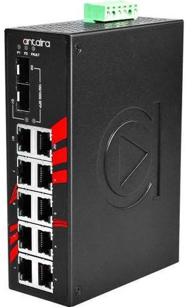 Main image of Antaira LNX-1002C-SFP - 10-Port Industrial Gigabit Unmanaged Ethernet Switch, w/8*10/100Tx + 2*Gigabit Combo (2*10/100/1000 RJ45