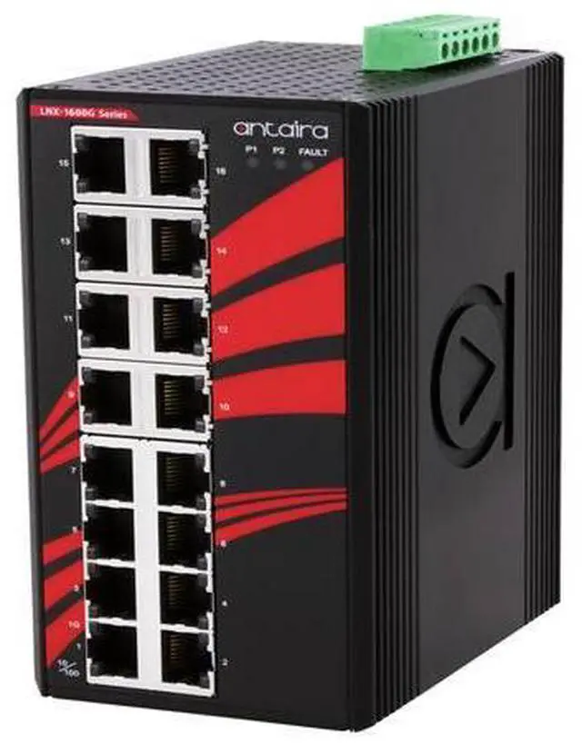 Main image of Antaira LNX-1600G-T - 16-Port Industrial Gigabit Unmanaged Ethernet Switch, w/16*10/100/1000Tx; EOT: -40C ~ 75C