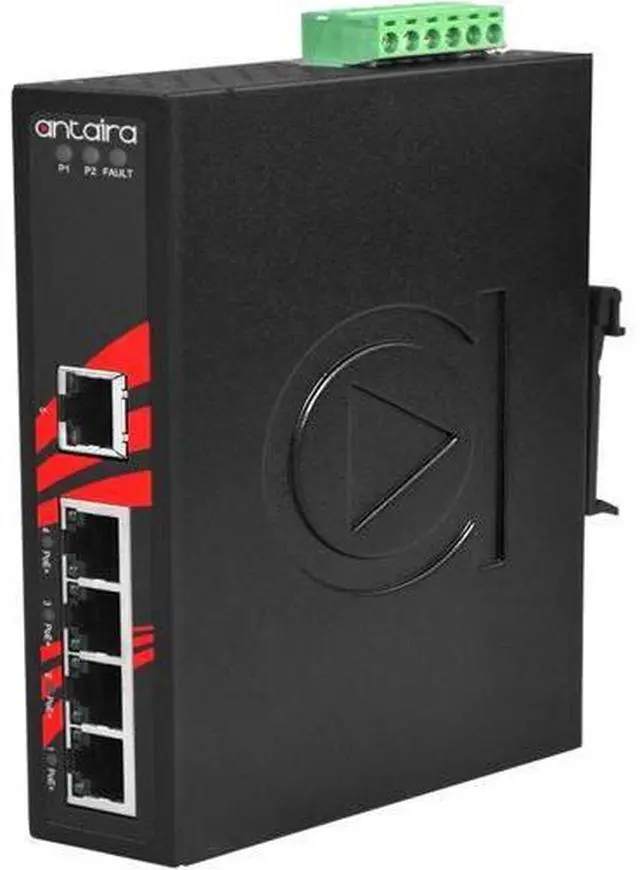 Main image of Antaira LNP-0500-T - 5-Port Industrial PoE+ Unmanaged Ethernet Switch, w/4*10/100Tx (30W/Port) + 1*10/100Tx; EOT: -40~75C
