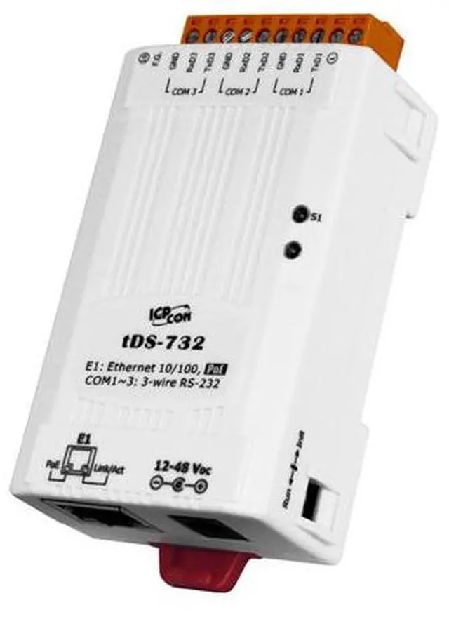 Main image of ICP DAS tDS-732 - Serial to Ethernet Device Server, with PoE and 3 RS 232 ports