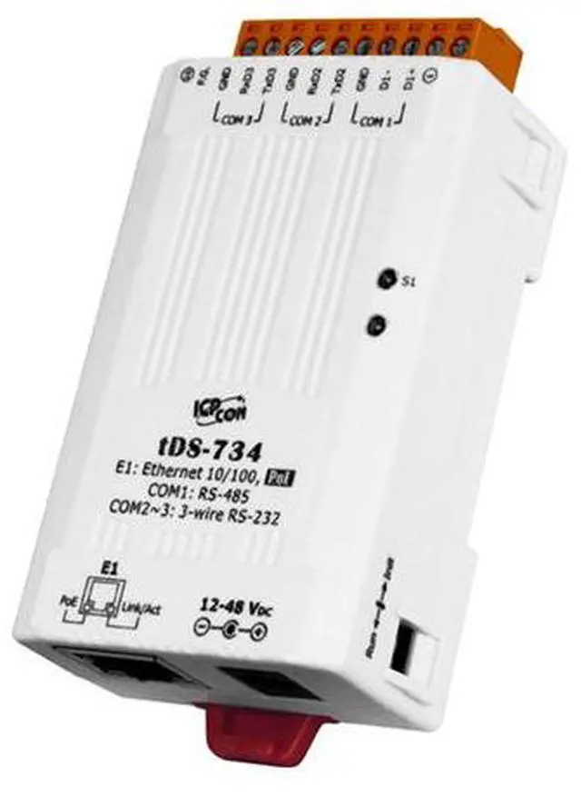 Main image of ICP DAS tDS-734 - Serial to Ethernet Device Server,  with PoE and 2 RS232 and 1 RS485 Ports