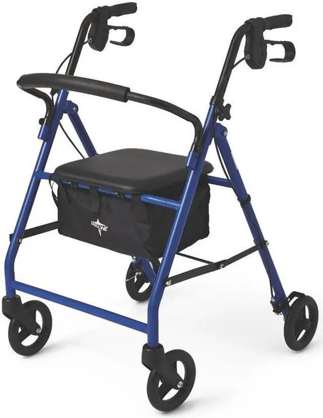 Alt view image 2 of 6 - Medline Basic Steel Rollators - 350 lb Load Capacity - 6" Wheel - Red