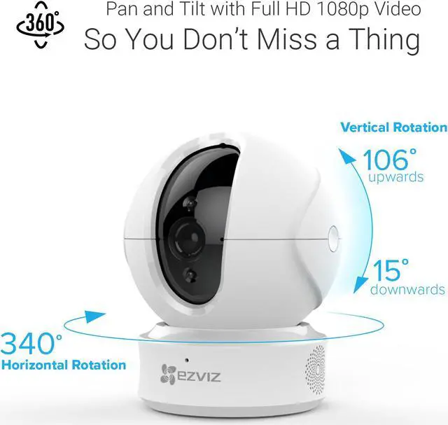 Alt view image 9 of 20 - EZVIZ C6CN 1080p - Indoor Pan/Tilt WIFI Security Camera, 360 Degree Full Room Coverage, Auto Motion Tracking