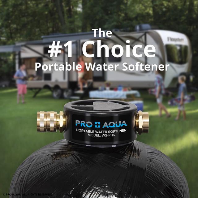 PRO+AQUA Portable RV Water Softener 16,000 Grain Pro Premium Grade, Trailers, Boats, Mobile Car Washing, High Flow 3/4 GH Ports