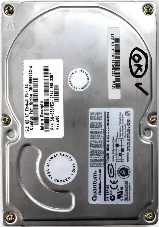 Main image of 10.2GB AT FIREBALL PLUS AS QMP10000AS-A, AS10A011, 058VEX