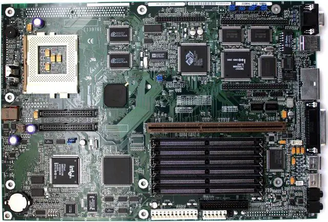Main image of MB, Audio/Video, rev AA 671255-408, (98-m9-11,13,15,16); Lan, Socket 7(75-200MHz)(no k6), NO ISA OR PCI, 6x72pin SIMMs, AT style