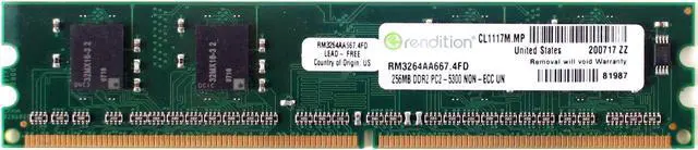 Main image of MEMORY RM3264AA667.4FD, 256MB DDR2 PC2-5300 NON-ECC UNBUFF DIMM