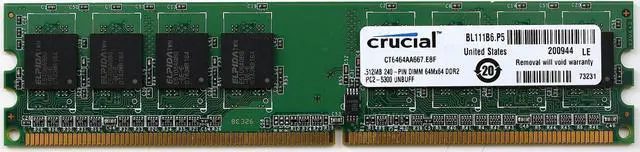 Main image of MEMORY 512MB 240-PIN DIMM 64Mx64 DDR2