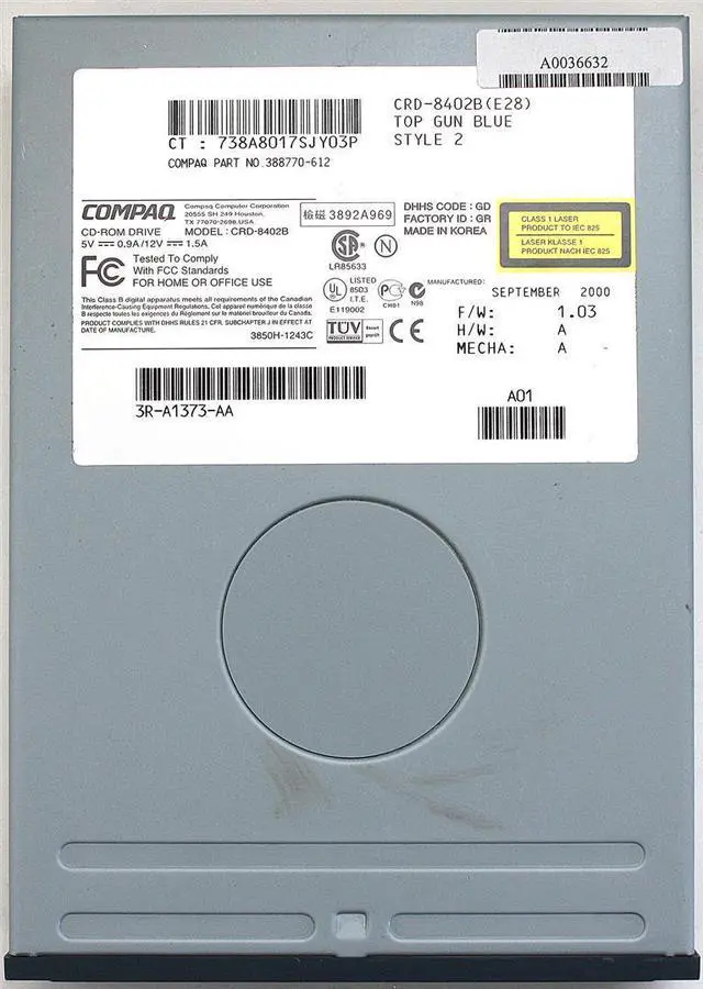 Main image of CD-ROM DRIVE, CDR-8402B, P/N: 388770-612 TOP GUN BLUE STYLE 2