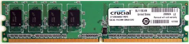 Main image of MEMORY 1GB 240-PIN DIMM 128MX64 DDR2 CT12864AA667.M8FE