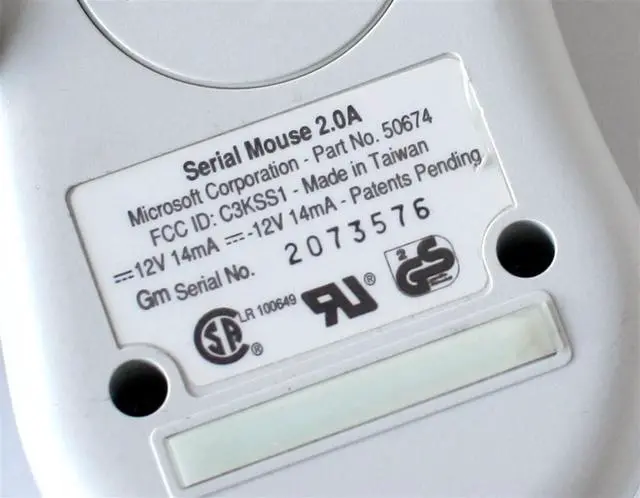 Main image of MICROSOFT P/N:50674 SERIAL MOUSE 2.0A (C3KSS1) 12V 14mA