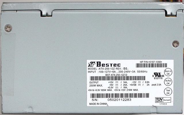 Main image of PWR SUPPLY 250W ATX-250-12Z REV.D2, HP P/N: 5187-1098