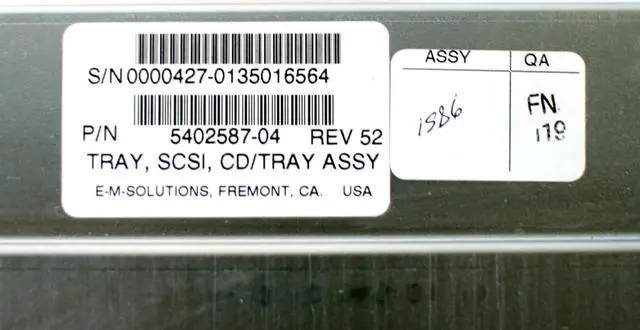 Main image of SUN 540-2587-04 (REV.51) SCSI CD/TAPE SUNFIRE TRAY ASSY