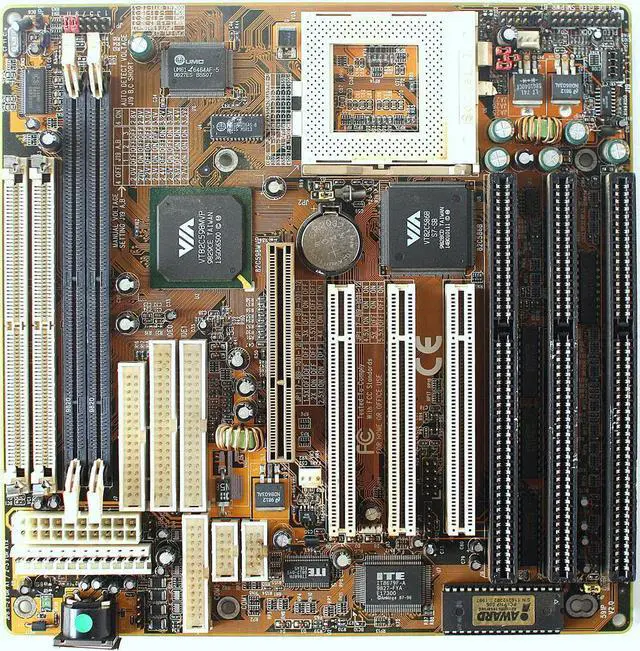 Main image of MB, rev 3.1, (56-m1); socket 7, at and atx, simms and dimms