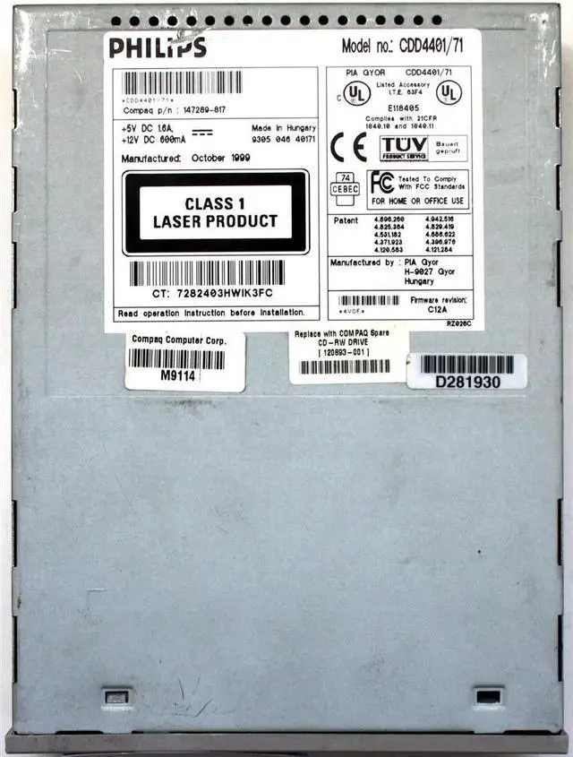 Main image of CD-ROM DRIVE,CDD4401/71,Grey;Compaq 147289-817,120893-001