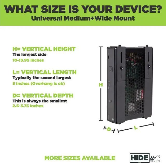 Alt view image 4 of 16 - HIDEit Uni-MW Mount — Patented Adjustable Medium-Wide A/V Equipment Mount. Made in the USA