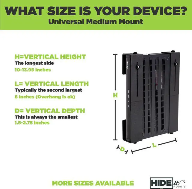 Alt view image 4 of 11 - HIDEit Uni-M Mount - Patented Adjustable Medium Sized Device Wall Mount for Cable Boxes - Made in the USA