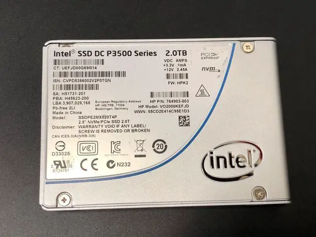 Alt view image 2 of 5 - 764903-003 - HP 2TB NVMe PCI Express 2.5-inch Solid State Drive