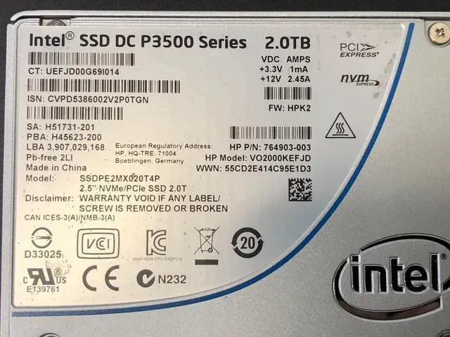 Alt view image 5 of 5 - 764903-003 - HP 2TB NVMe PCI Express 2.5-inch Solid State Drive