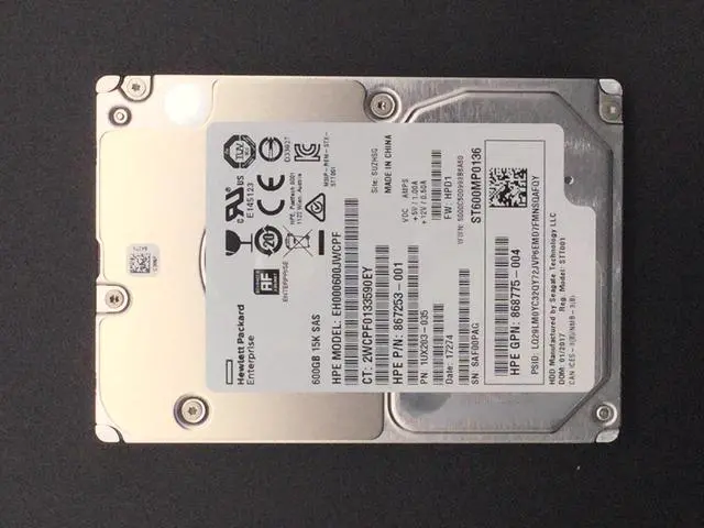 Alt view image 2 of 4 - HPE EH000600JWCPF Digitally Signed 512e 600GB 15k SAS 12g Sff Sc Hdd