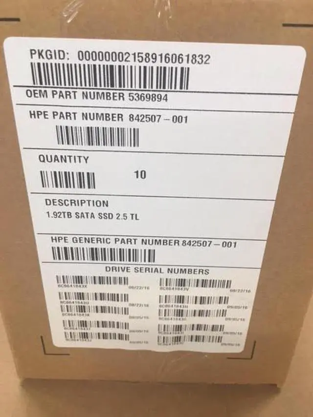 Alt view image 2 of 4 - HP PM863 2.5" 1.92TB SSD SATA6.0Gbps VK1920GFDKL P/N : 816876-005 GPN:842507-001 Model: MZ-7LM1T90