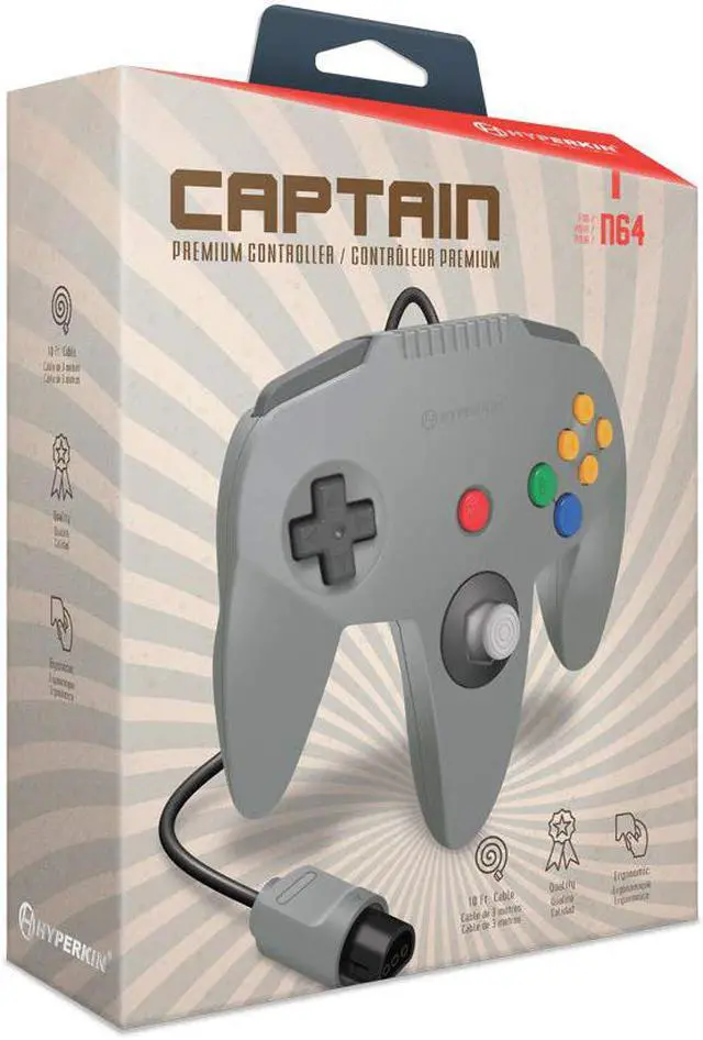 Alt view image 4 of 5 - Hyperkin Nintendo 64 "Captain" Premium Controller For N64 - Gray