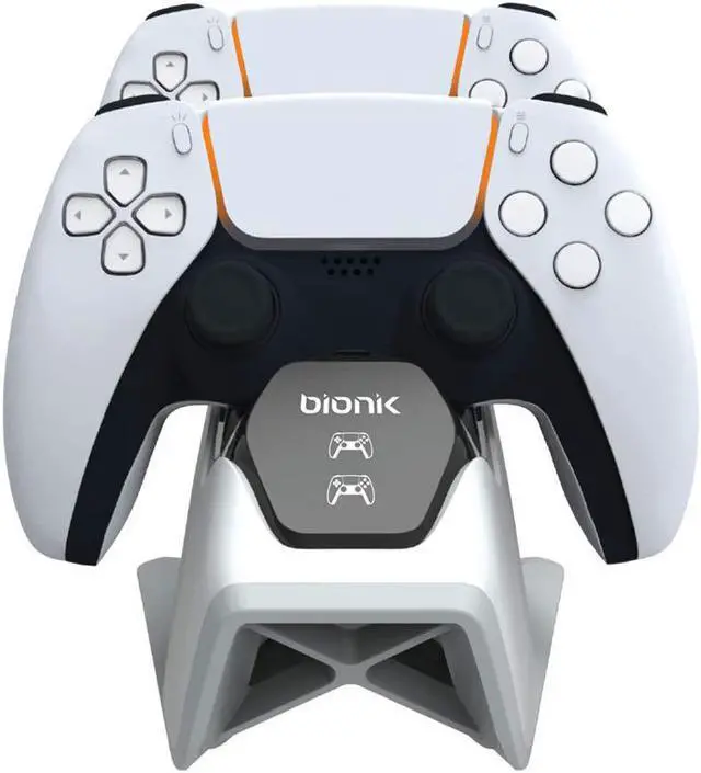 Alt view image 3 of 10 - Bionik Power Stand for Playstation 5: Dual PS5 Controller Charging Station with Overcharger Protection - Power Adapter Included (BNK-9067)