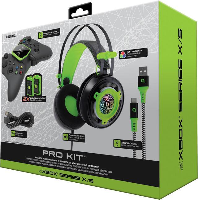 Bionik Pro Kit for Xbox Series X/S: Powerful 50Mm Driver Gaming Headset  -Controller Charge Base -Two Battery Packs -Lynx Cable & USB Cable 
