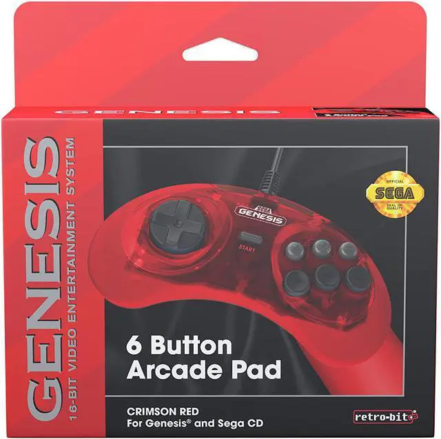 Alt view image 4 of 5 - Retro-Bit Official Sega Genesis 6-Button Controller Pad for Sega Genesis - Red