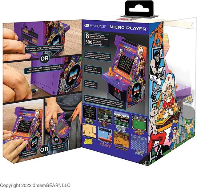 Alt view image 5 of 9 - MY ARCADE Micro Player Mini Arcade Machine: Data East Hits Video Game s , 308 Games, Fully Playable 6.75 " Collectible, Color Display, Speaker, Volume Buttons, Battery or USB - C Powered
