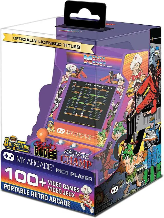 Alt view image 3 of 10 - MY ARCADE Data East Hits Pico Player - 3.75" Fully Playable Portable Tiny Arcade Machine with 108 Retro Games, 2" Screen Color display, Battery Powered